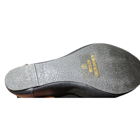 Chase & Chloe Perforated Black Vegan Leather Platform Wedges size 8 brand new - Picture 7 of 9